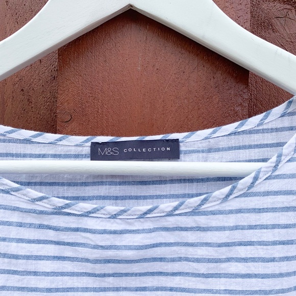 M&S Collection Striped Linen Blouse - Picture 2 of 2